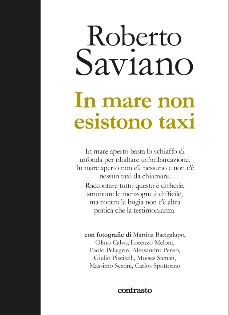 Copertina libro In mare non esistono taxi ( Roberto Saviano - Contrasto)